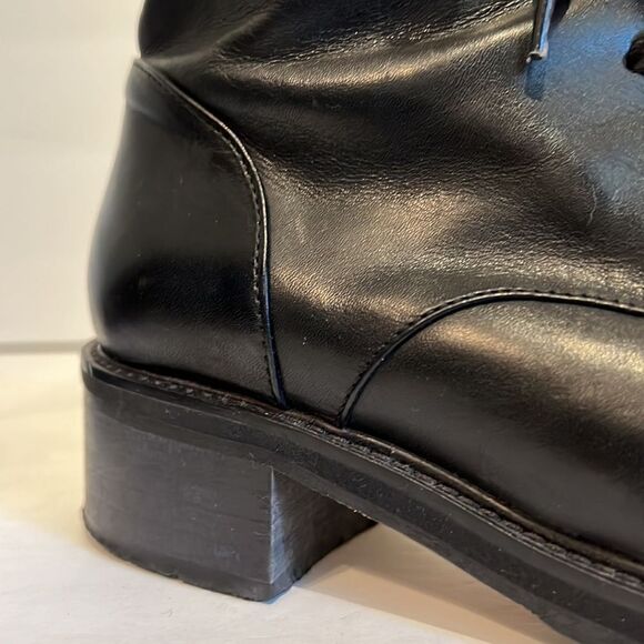 Napoleoni Black Leather Combat Moto Boots Size 37 - Picture 7 of 15